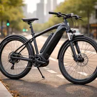 Speed bike électrique stationné sur une voie urbaine, illustrant un vélo rapide conçu pour les déplacements longue distance.