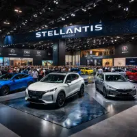 Stand Stellantis au Mondial de l’Auto 2026 avec plusieurs voitures électriques exposées