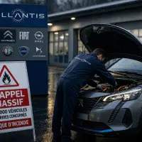 Voiture hybride Stellantis en réparation suite à un rappel pour risque d’incendie moteur