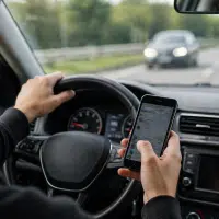 Conducteur utilisant un smartphone au volant illustrant les sanctions renforcées