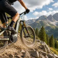 VTT électrique en montée avec moteur Bosch illustrant la puissance et le couple